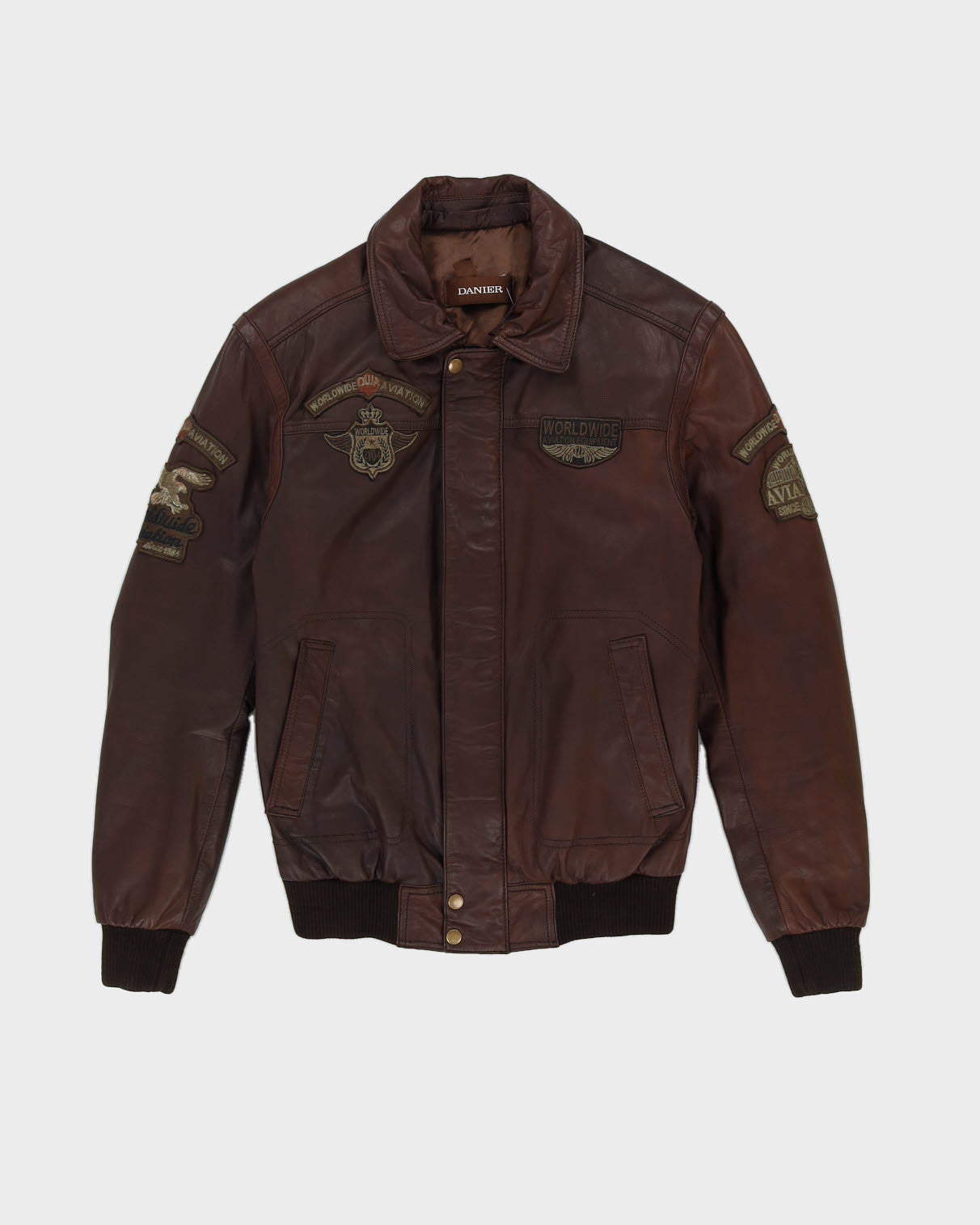 Danier Brown Leather Flight Jacket - XXS