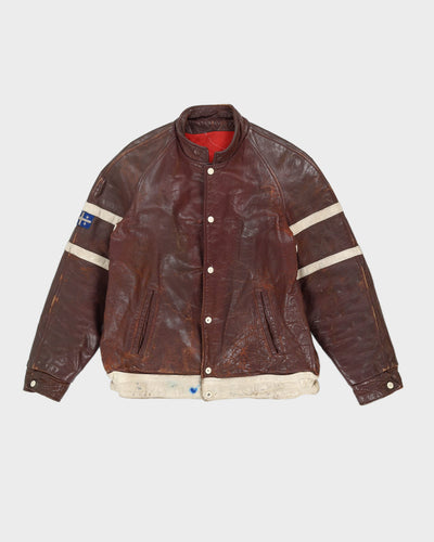Vintage 1980s Leather Varsity Jacket - S