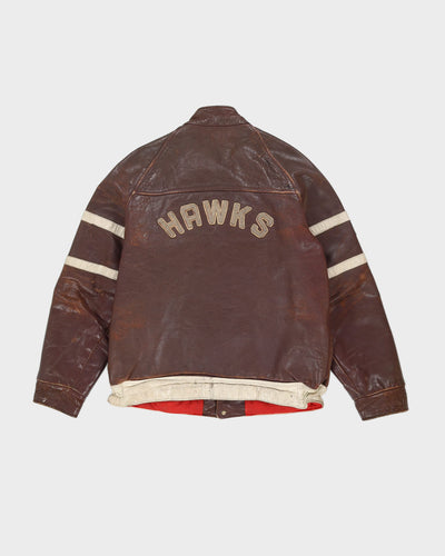 Vintage 1980s Leather Varsity Jacket - S