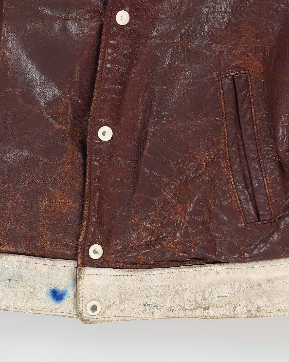 Vintage 1980s Leather Varsity Jacket - S
