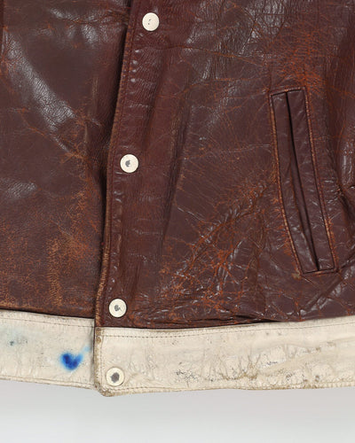 Vintage 1980s Leather Varsity Jacket - S