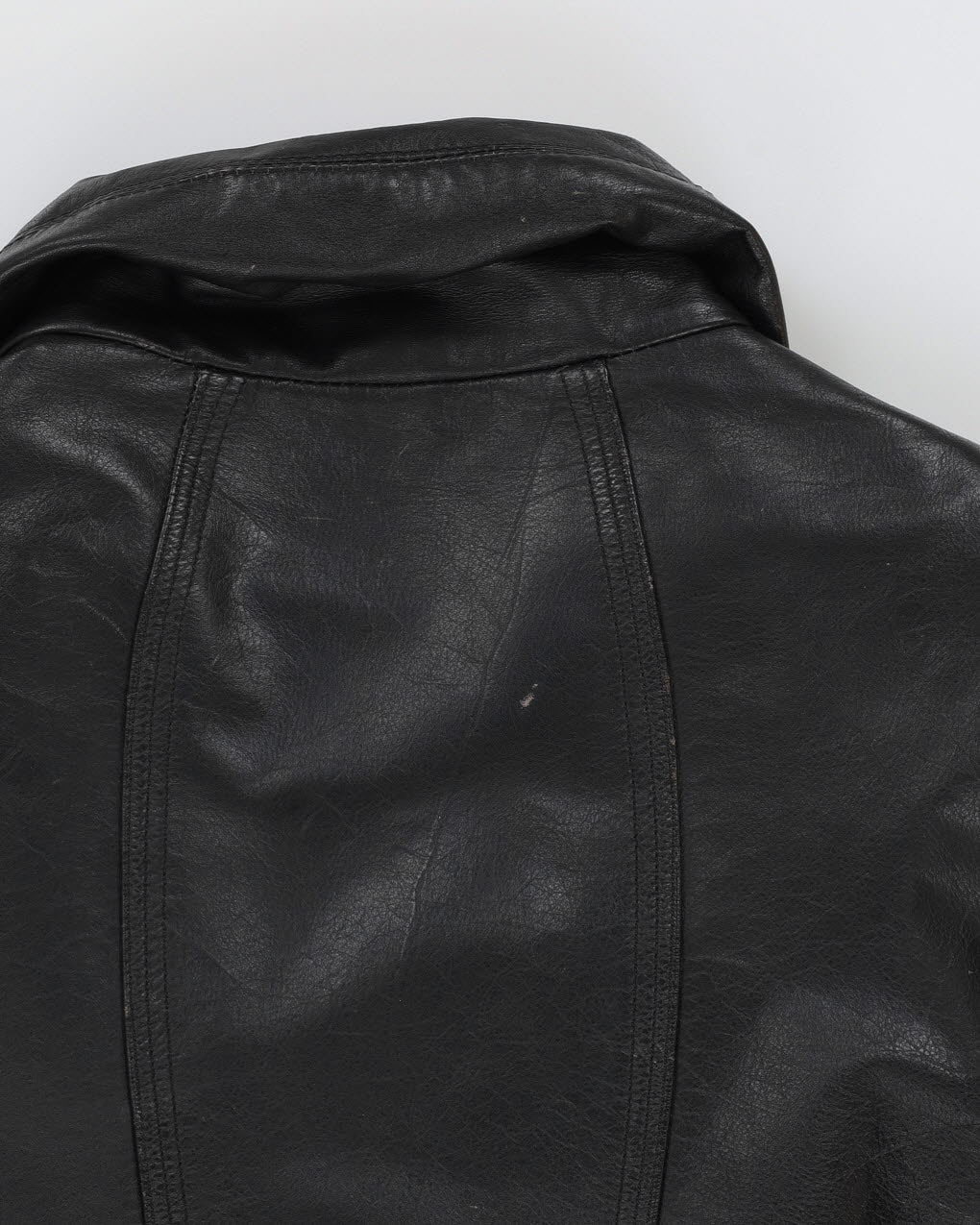 Black Leather Bomber Jacket - L