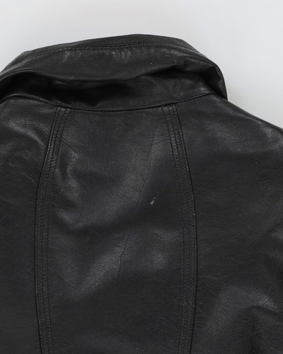 Black Leather Bomber Jacket - L