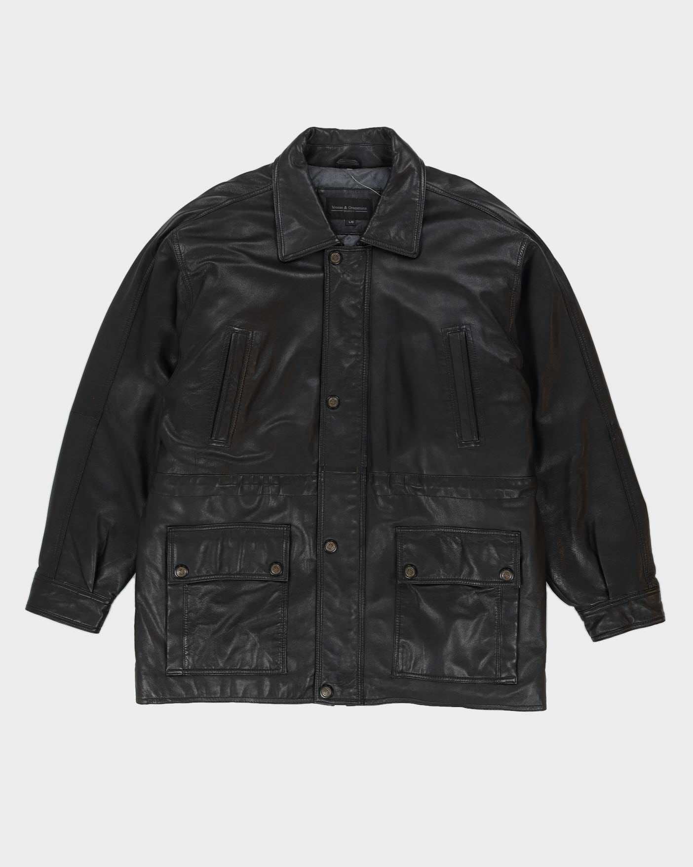 Black Leather Box Jacket - XL