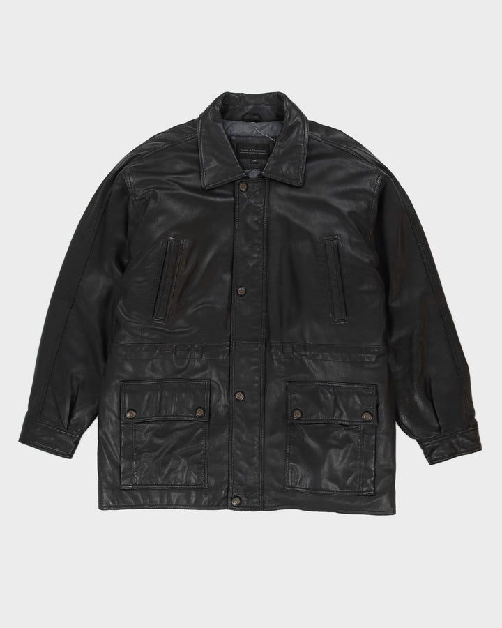 Black Leather Box Jacket - XL