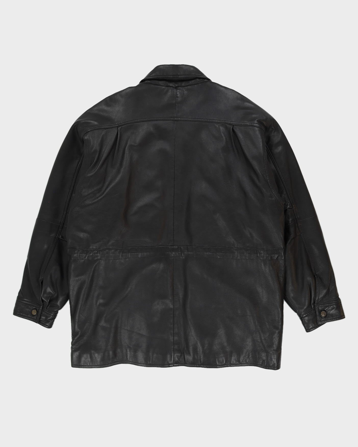 Black Leather Box Jacket - XL
