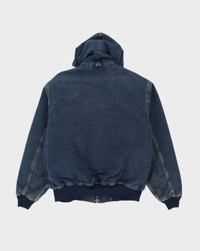 Vintage 90s Carhartt Blue Workwear Fleece Lined Hooded Jacket - XL