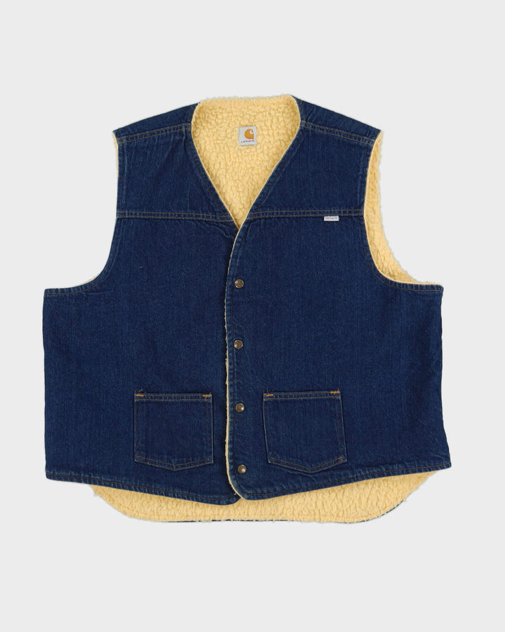 Vintage 80s Carhartt "100 Years" Fleece Lined Gilet / Sleeveless Jacket - XXL
