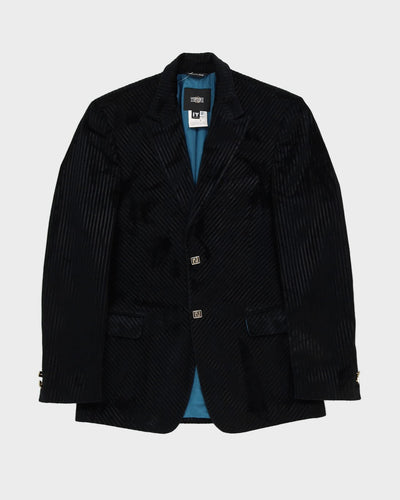 Versace Jeans Black Velvet Blazer Jacket - XXS