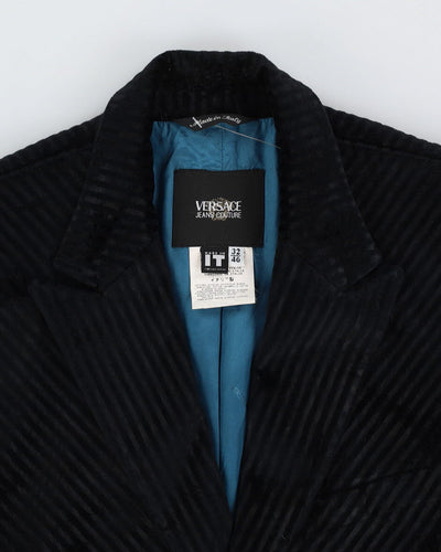 Versace Jeans Black Velvet Blazer Jacket - XXS