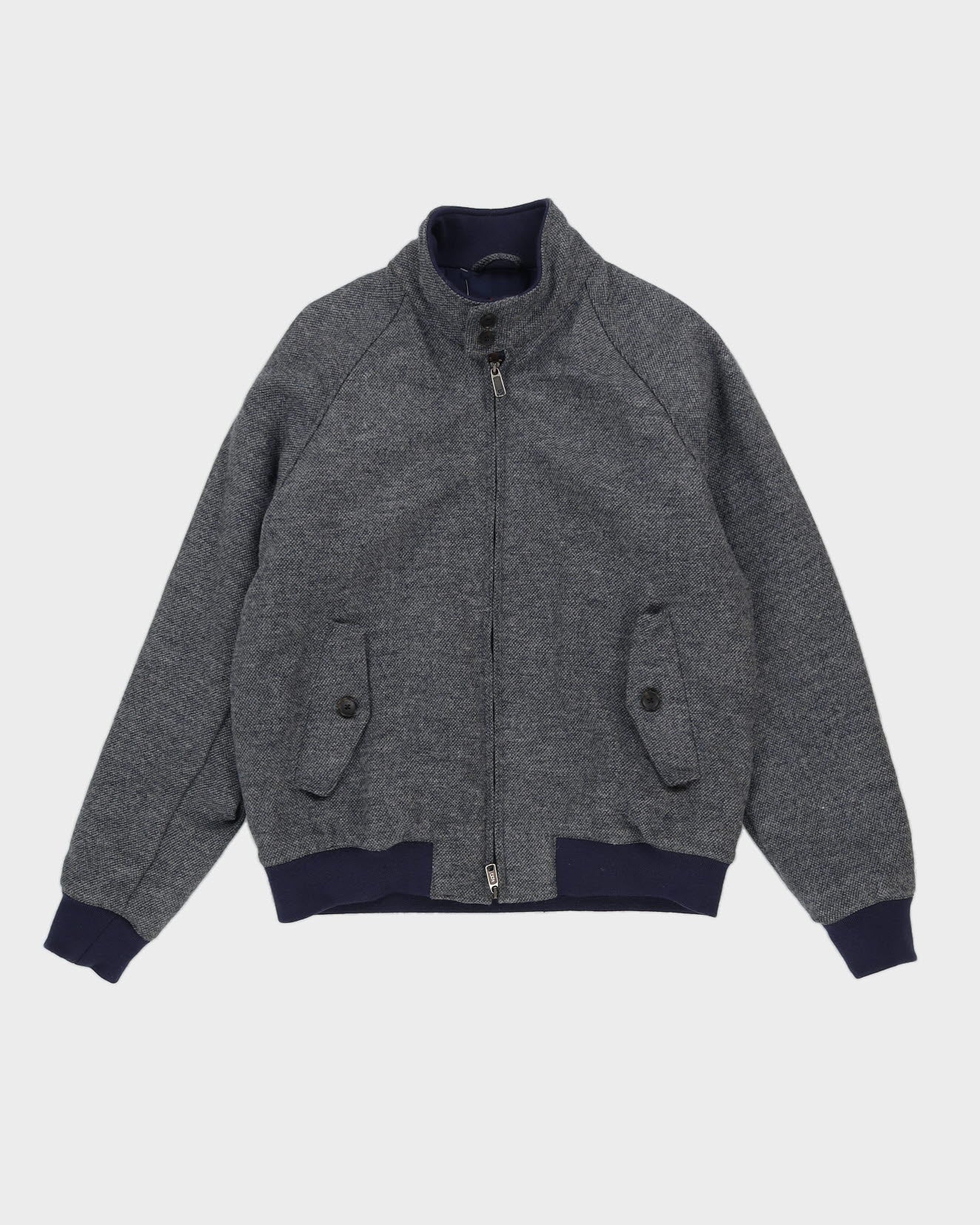 Blue Wool Tweed Bomber Jacket - XL