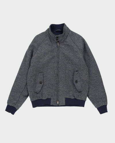 Blue Wool Tweed Bomber Jacket - XL