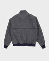 Blue Wool Tweed Bomber Jacket - XL