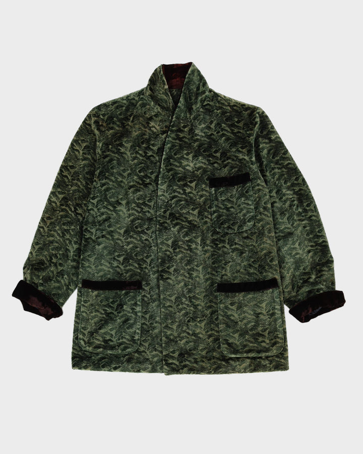 Vintage 1960s Green Velvet Smoking Jacket - XL