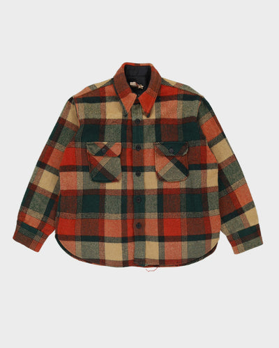 Vintage 1960s Orange Checked Wool Jacket - L