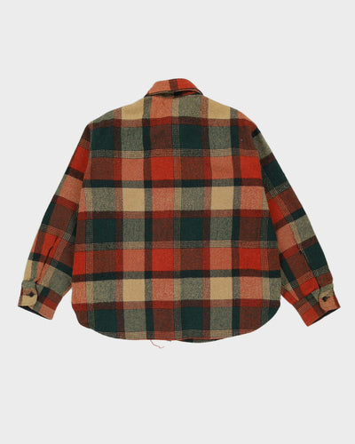 Vintage 1960s Orange Checked Wool Jacket - L