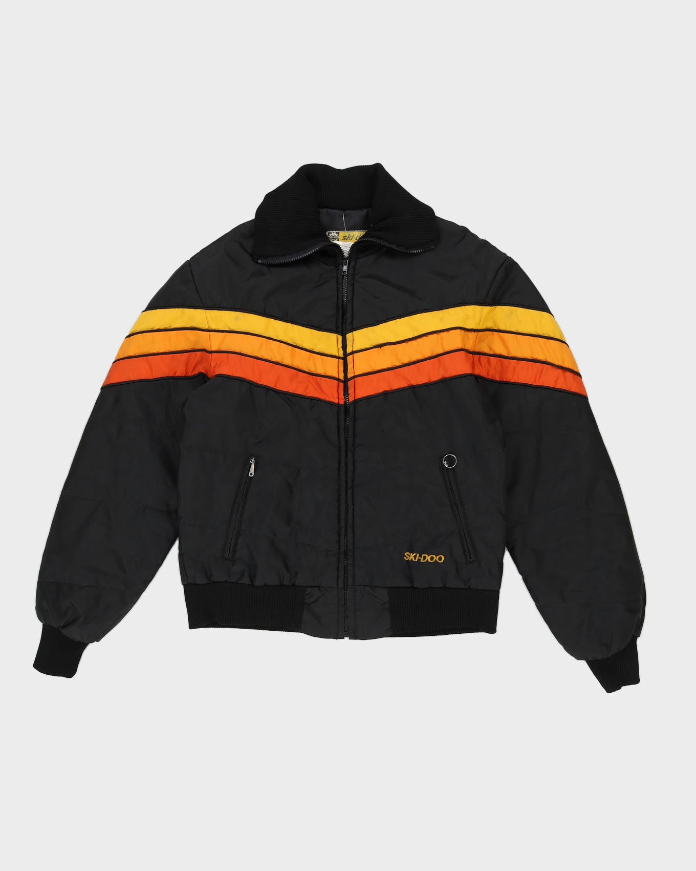 Vintage 80s Ski-Doo Black / Orange Striped Ski Jacket - M