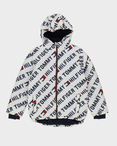 Tommy Hilfiger White Patterned Puffer Jacket - L