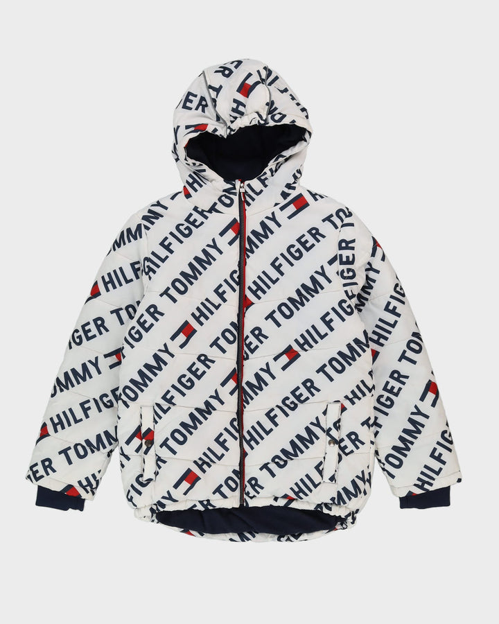 Tommy Hilfiger White Patterned Puffer Jacket - L