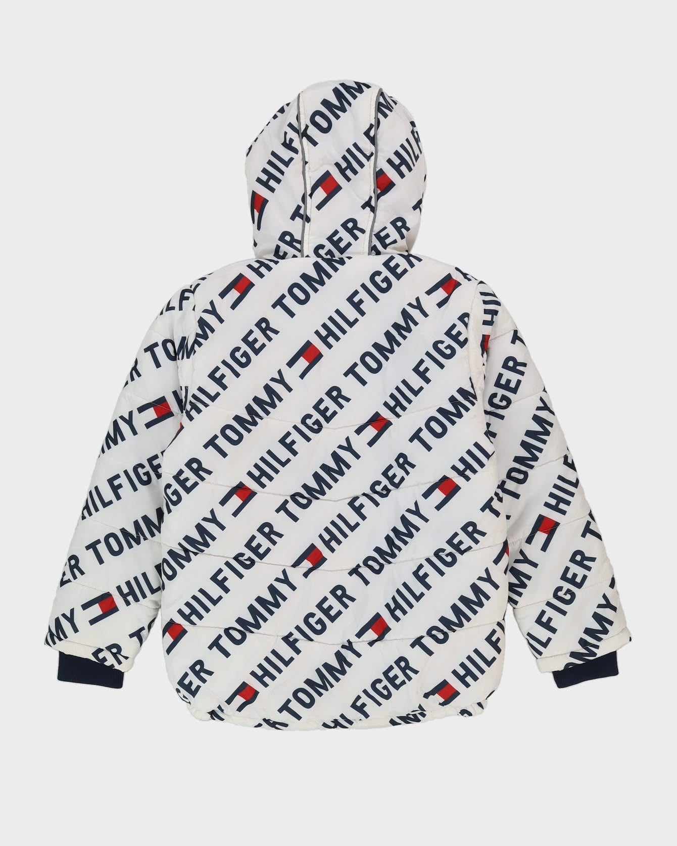 Tommy Hilfiger White Patterned Puffer Jacket - L