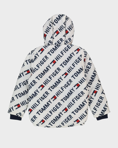 Tommy Hilfiger White Patterned Puffer Jacket - L