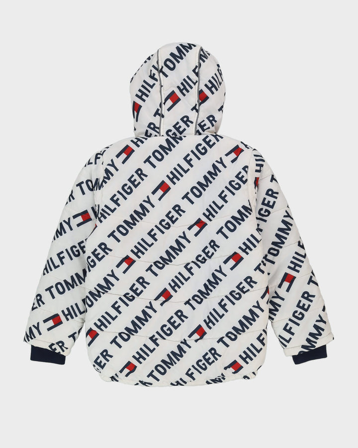 Tommy Hilfiger White Patterned Puffer Jacket - L