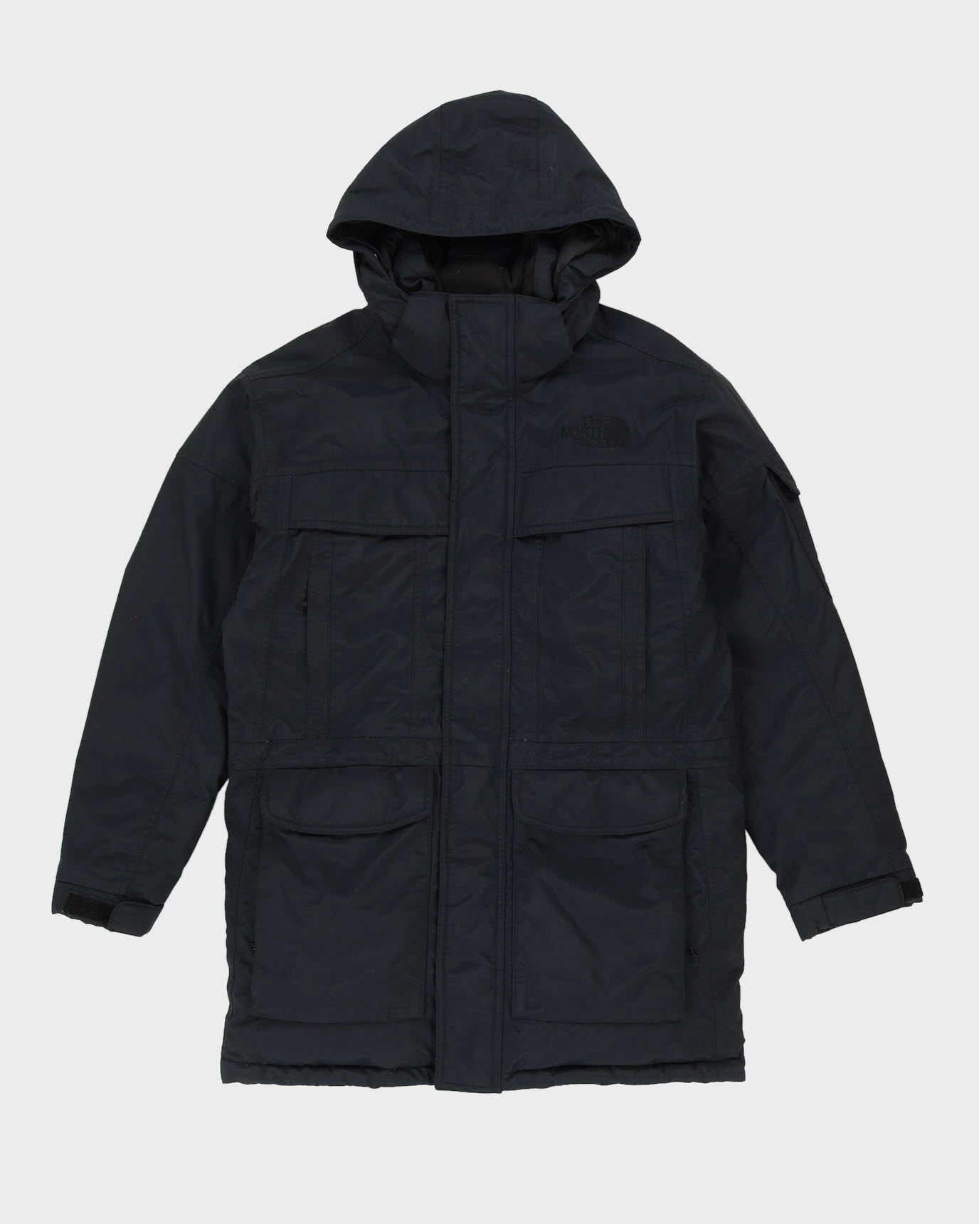 The North Face Heavy Long Black Hooded Jacket - M