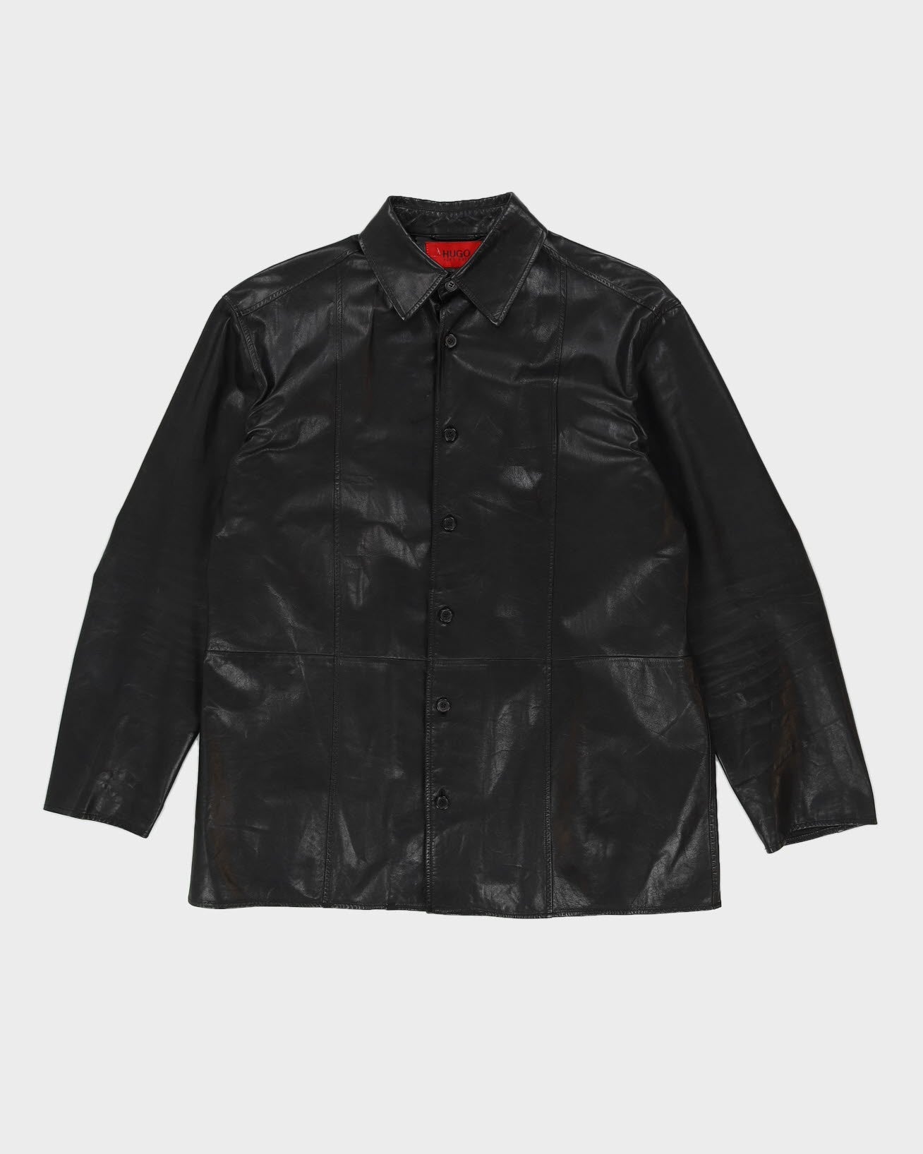 Hugo Boss Black Leather Coat - L