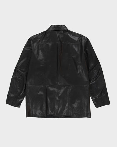 Hugo Boss Black Leather Coat - L