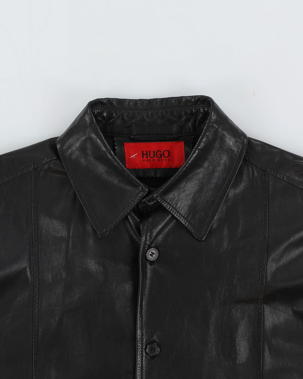 Hugo Boss Black Leather Coat - L