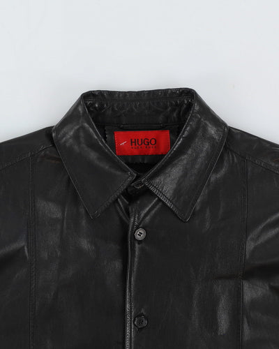 Hugo Boss Black Leather Coat - L
