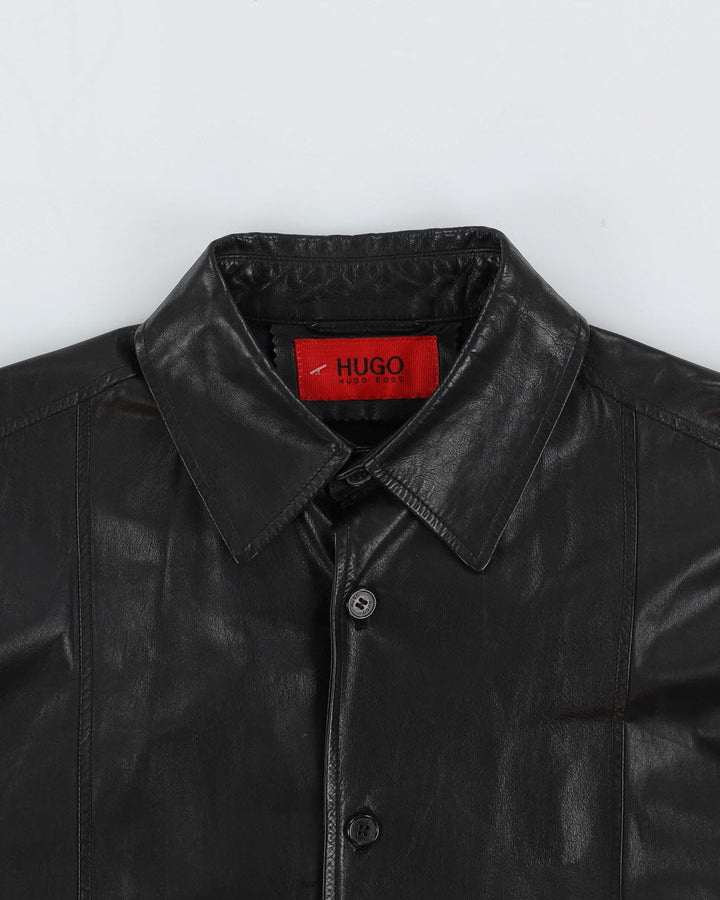 Hugo Boss Black Leather Coat - L