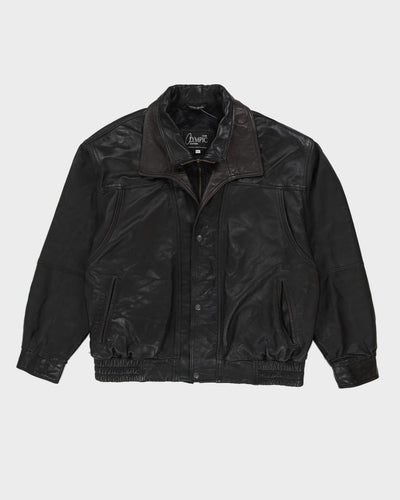 Olympic Leather Made In Canada Black Leather Bomber Jacket - L