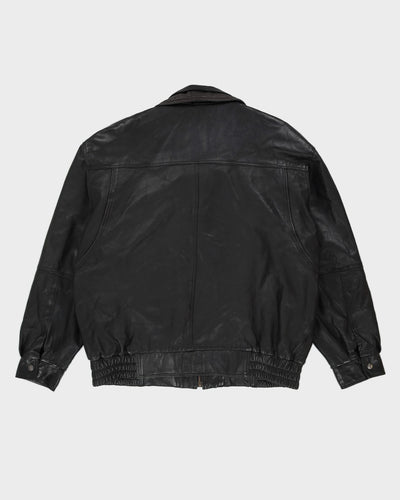 Olympic Leather Made In Canada Black Leather Bomber Jacket - L