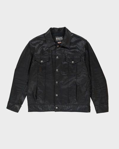 Roots Made In Canada Button Up Black Leather Jacket - L