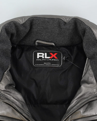 RLX Ralph Lauren Grey Leather Puffer Jacket - XL