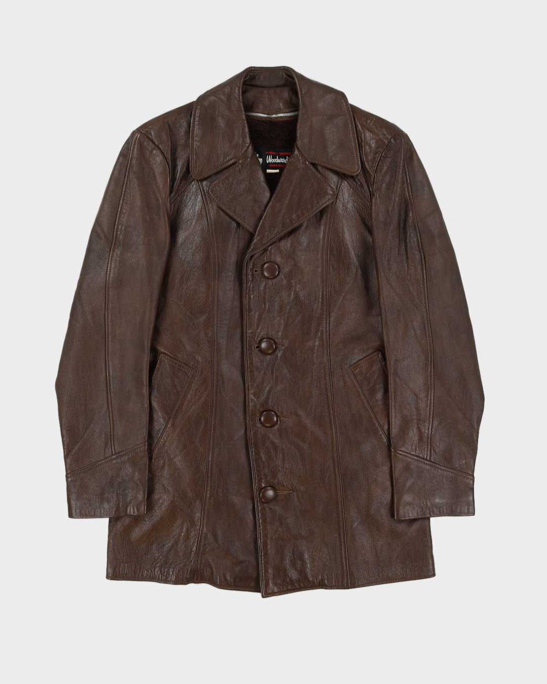 Vintage 70s Woodward's Burgundy Fleece Lined Leather Jacket - S