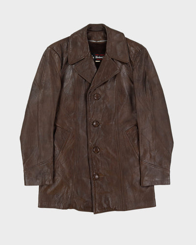 Vintage 70s Woodward's Burgundy Fleece Lined Leather Jacket - S