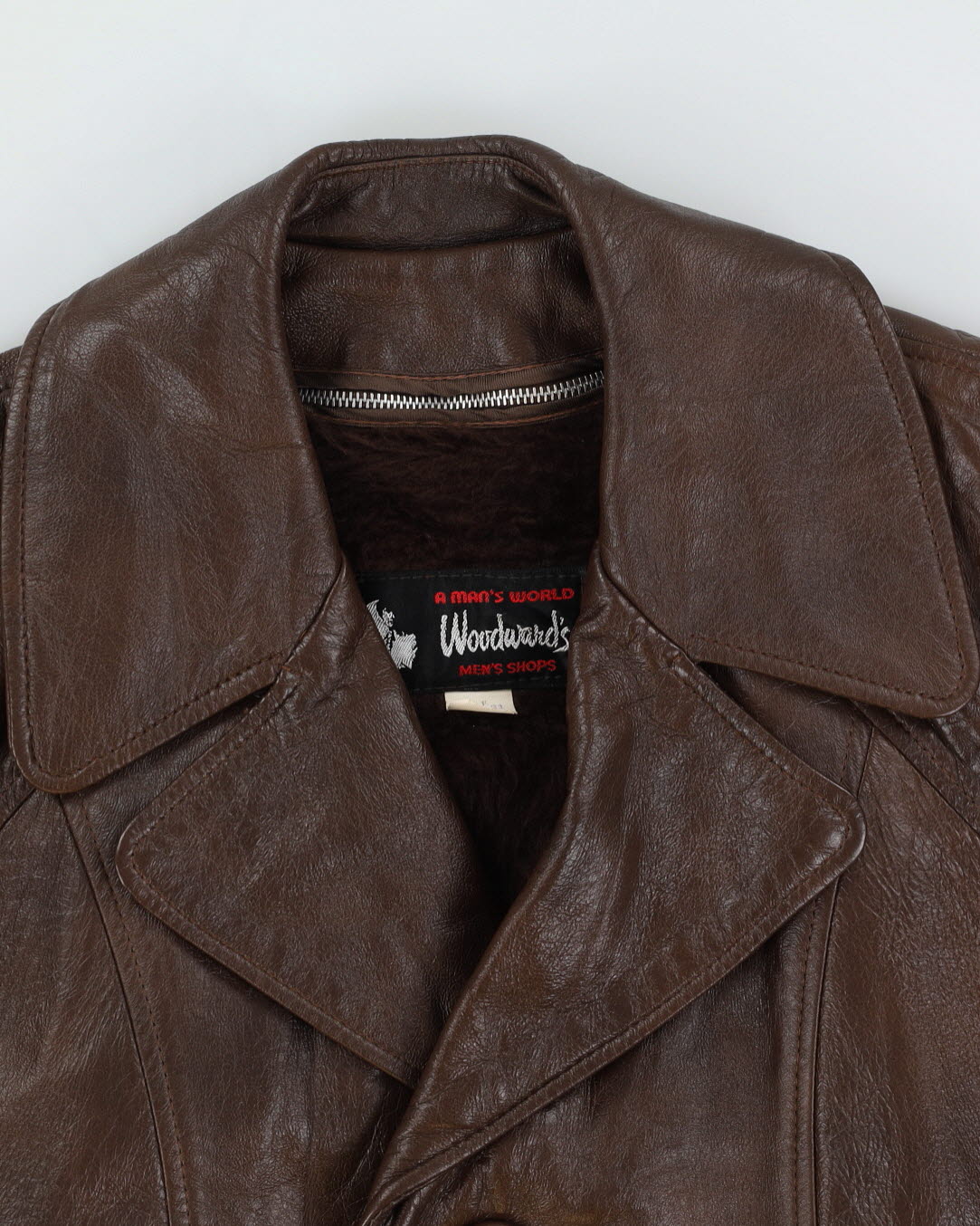 Vintage 70s Woodward's Burgundy Fleece Lined Leather Jacket - S