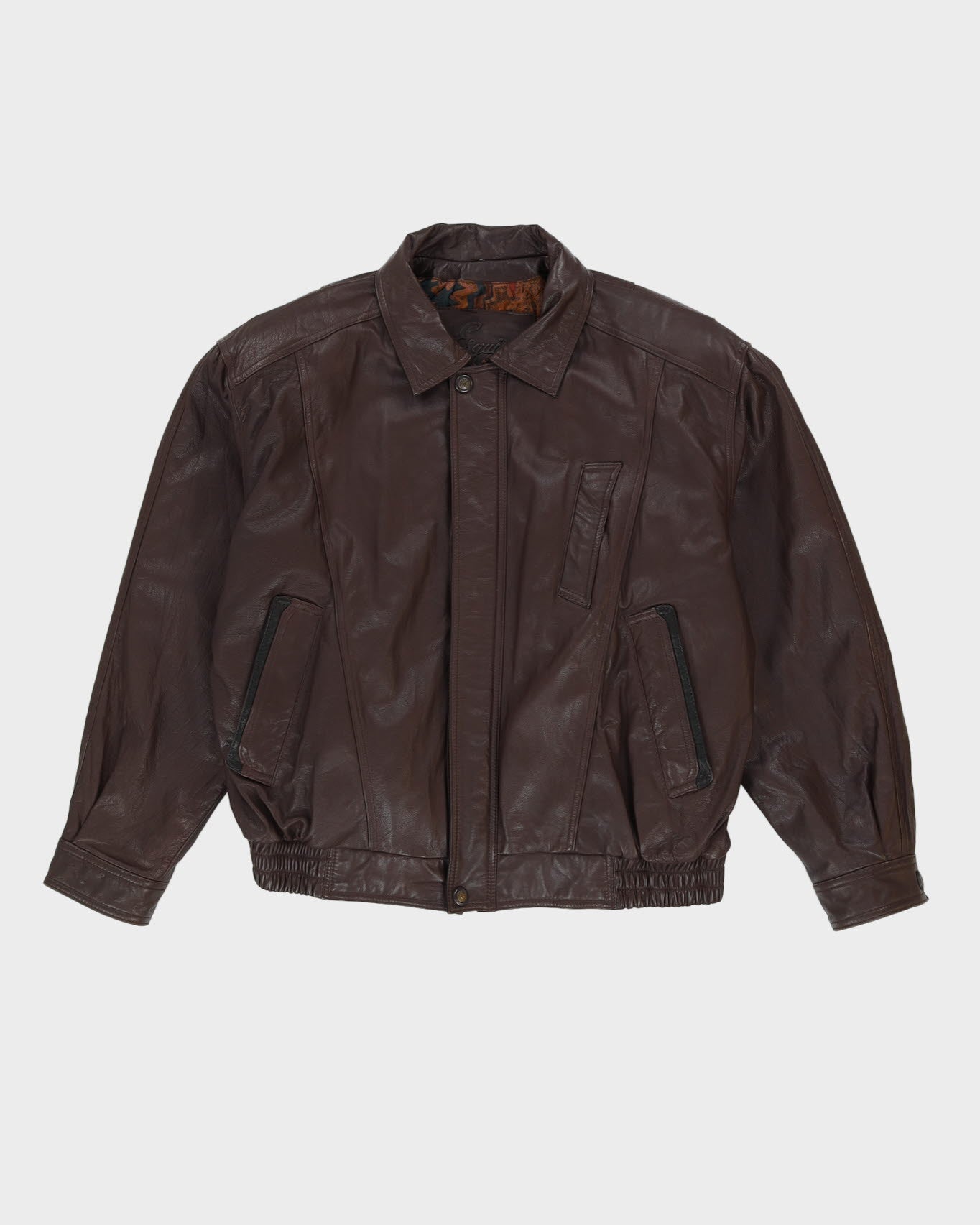 Vintage 80s Esquire Burgundy Bomber Leather Jacket - XL