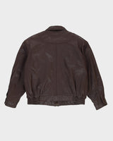 Vintage 80s Esquire Burgundy Bomber Leather Jacket - XL
