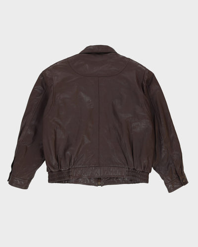 Vintage 80s Esquire Burgundy Bomber Leather Jacket - XL
