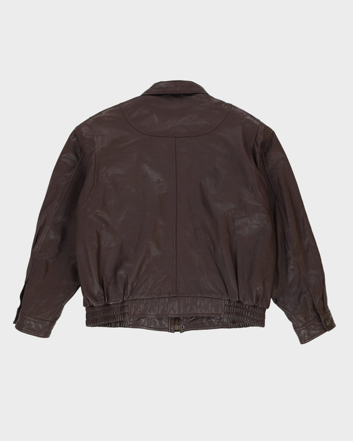 Vintage 80s Esquire Burgundy Bomber Leather Jacket - XL