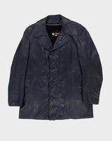 Vintage 70s Woodward's Blue Fleece Lined Leather Jacket - M