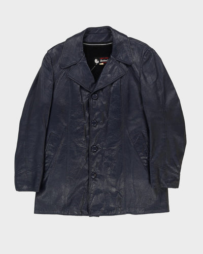 Vintage 70s Woodward's Blue Fleece Lined Leather Jacket - M