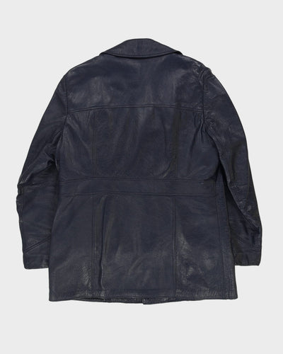 Vintage 70s Woodward's Blue Fleece Lined Leather Jacket - M