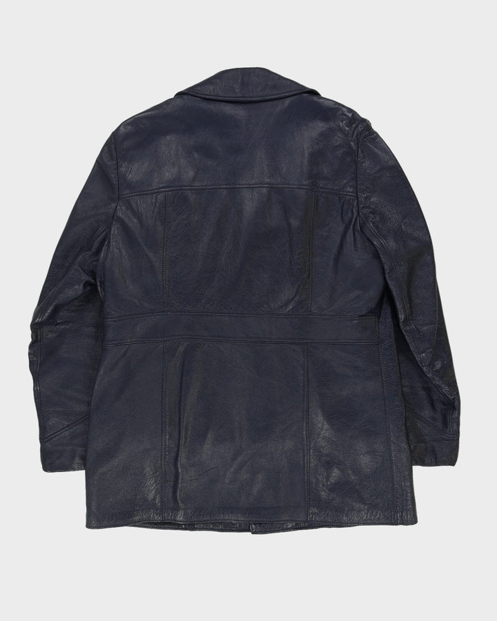 Vintage 70s Woodward's Blue Fleece Lined Leather Jacket - M