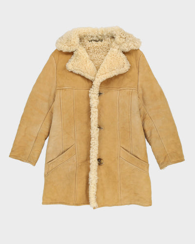 Vintage 1980s Beige Sheepskin Fur-Lined Jacket - XXS