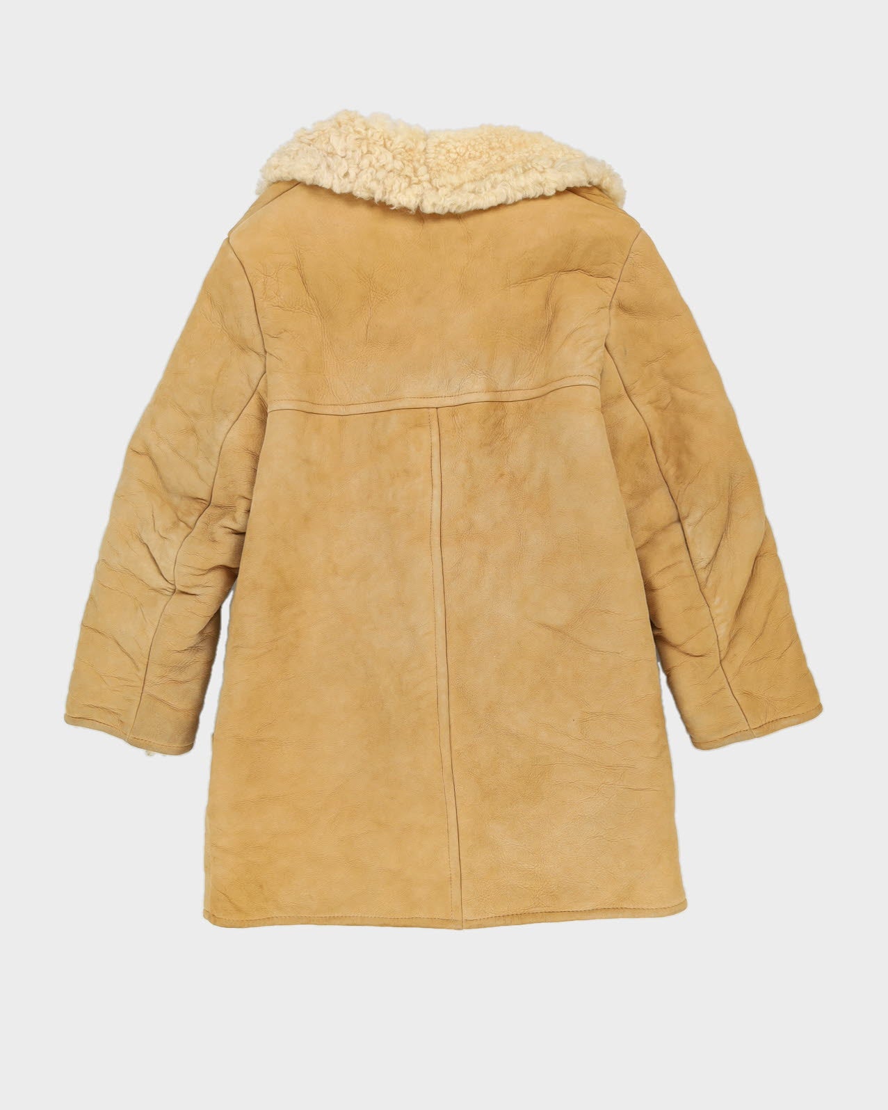 Vintage 1980s Beige Sheepskin Fur-Lined Jacket - XXS