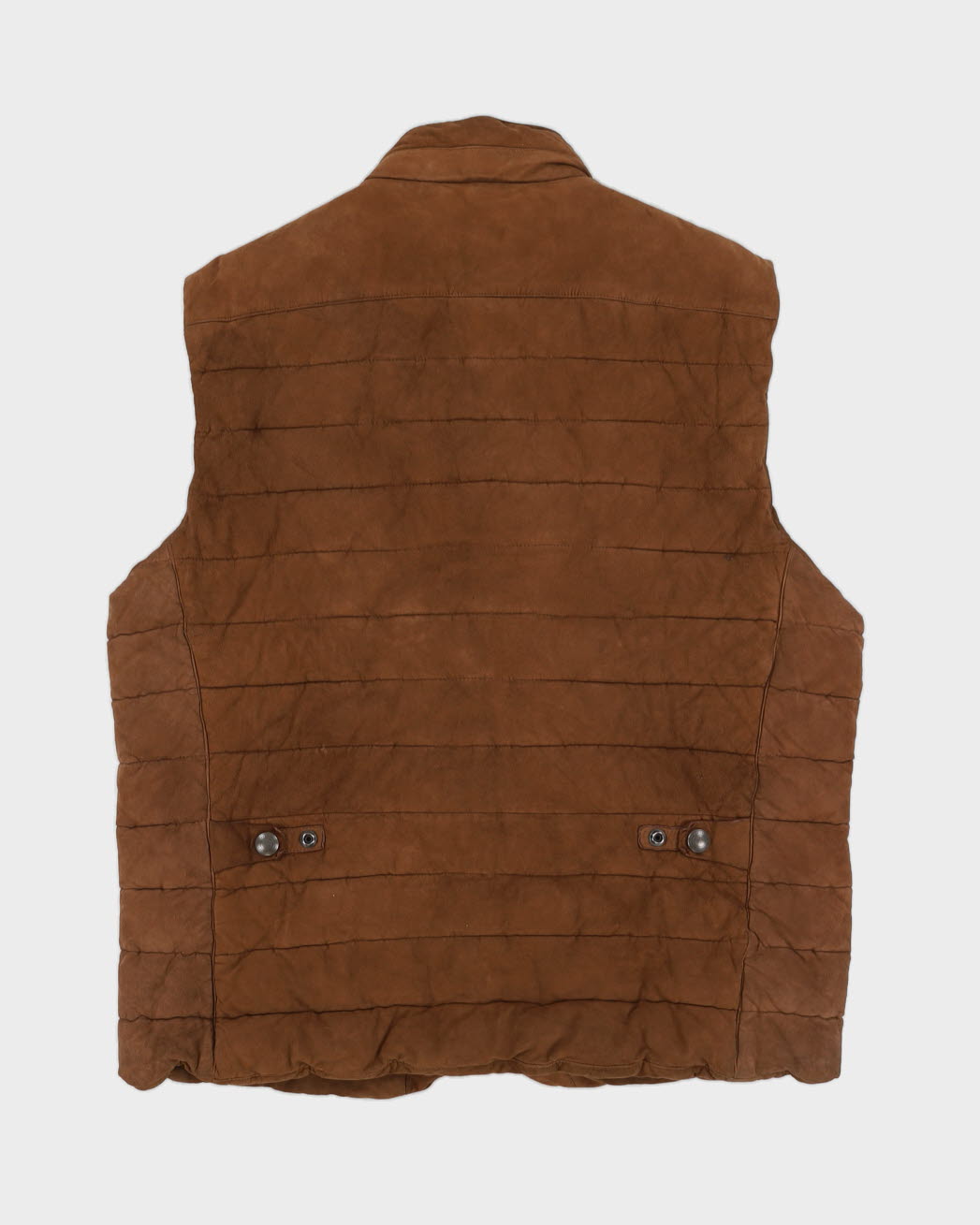 Polo Ralph Lauren Quilted Suede Brown Puffer Gilet - L